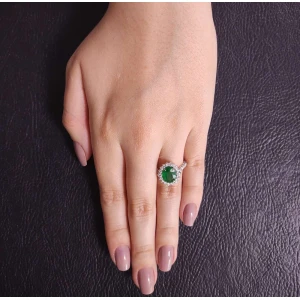 Anel Ouro Branco, Esmeralda E Diamantes