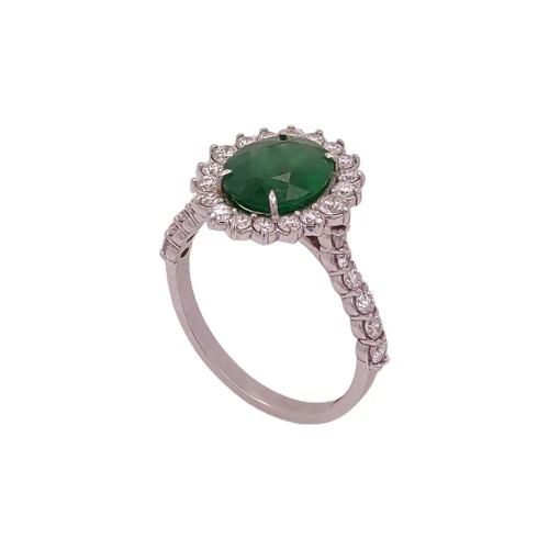 Anel Ouro Branco, Esmeralda E Diamantes