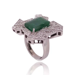 Anel Ouro Branco, Esmeralda E Diamantes