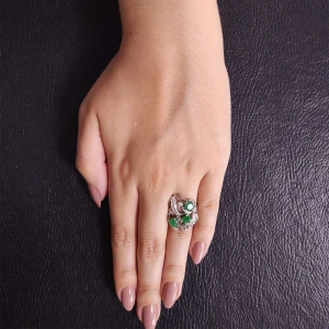 Anel Ouro Branco, Esmeraldas E Diamantes