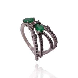 Anel Ouro Branco, Esmeraldas E Diamantes