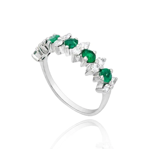 Anel Ouro Branco, Esmeraldas E Diamantes