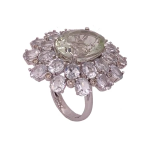 Anel Ouro Branco, Pedras Brasileiras E Diamantes