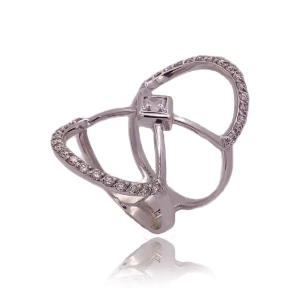 Anel Ouro Branco, Quartzo E Diamantes