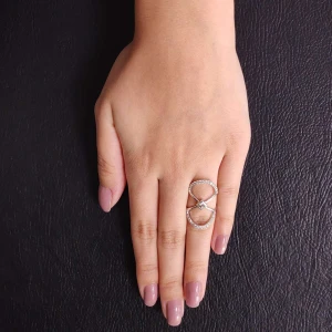Anel Ouro Branco, Quartzo E Diamantes