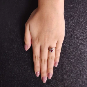Anel Ouro Branco, Rubi E Diamantes