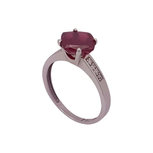 Anel Ouro Branco, Rubi E Diamantes