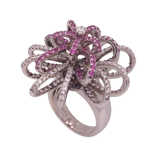 Anel Ouro Branco, Rubis E Diamantes