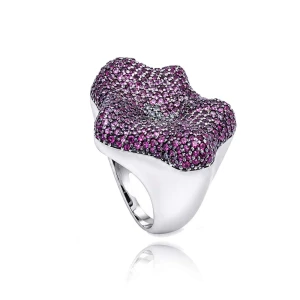 Anel Ouro Branco, Rubis E Diamantes Anel Ouro Branco, Rubis E Diamantes