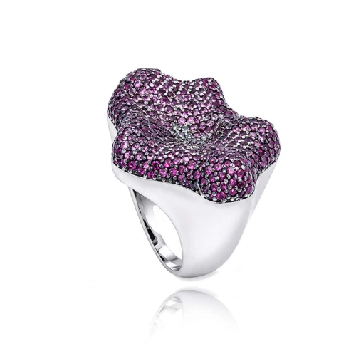 Anel Ouro Branco, Rubis E Diamantes