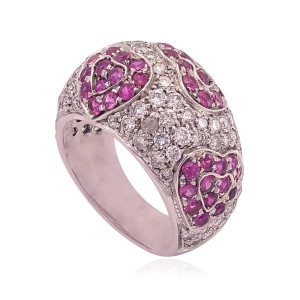 Anel Ouro Branco, Rubis E Diamantes