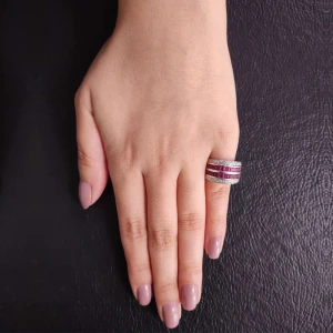 Anel Ouro Branco, Rubis E Diamantes