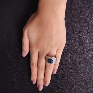 Anel Ouro Branco, Safira E Diamantes