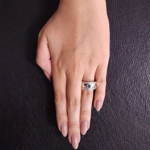 Anel Ouro Branco, Safira E Diamantes