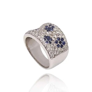 Anel Ouro Branco, Safiras E Diamantes