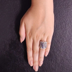 Anel Ouro Branco, Safiras E Diamantes