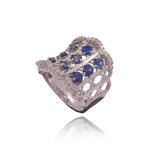 Anel Ouro Branco, Safiras E Diamantes