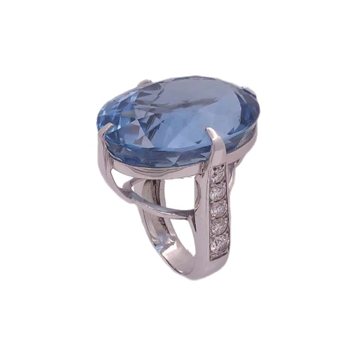 Anel Ouro Branco, Topázio E Diamantes