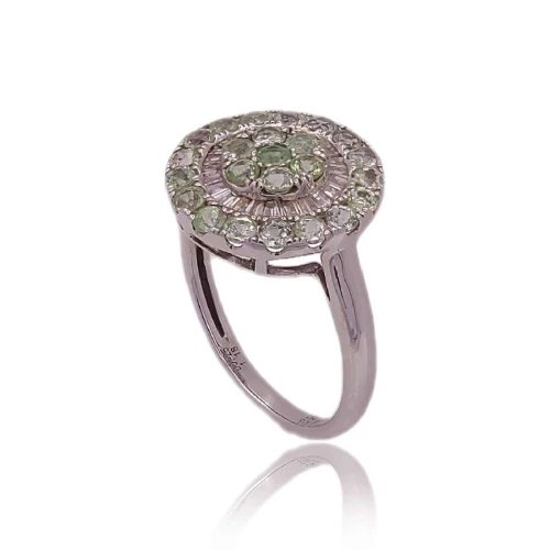 Anel Ouro Branco, Tsavoritas E Diamantes
