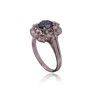 Anel Ouro Branco, Turmalina e Diamantes