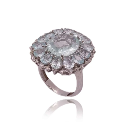 Anel Ouro Branco, Turmalinas E Diamantes