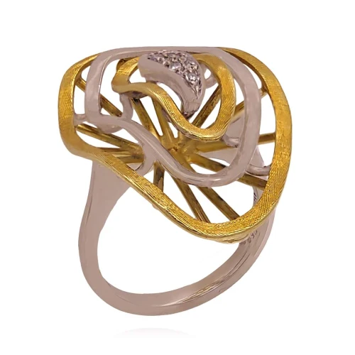Anel Ouro Duas Cores E Diamantes