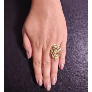 Anel Ouro Duas Cores E Diamantes