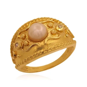 Anel Ouro, Pérola e Diamantes