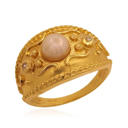 Anel Ouro, Pérola e Diamantes