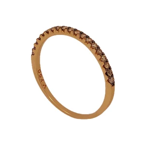 Anel Ouro Rose 18K E Diamantes