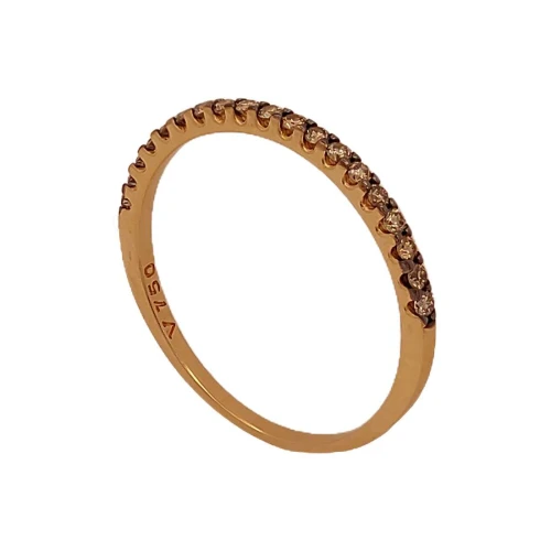 Anel Ouro Rose 18K E Diamantes