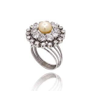 Anel Platina, Pérola E Diamantes