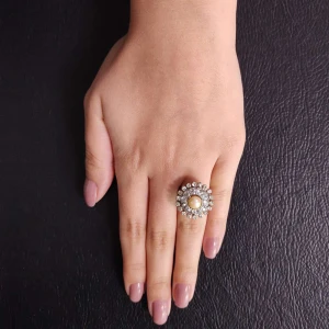 Anel Platina, Pérola E Diamantes