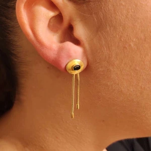 Brinco Ouro 18K E Safiras