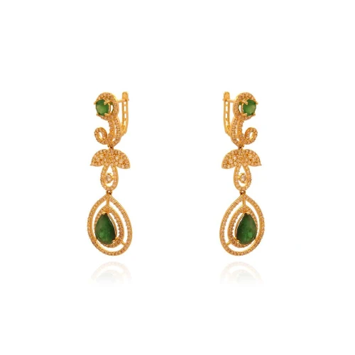 Brinco Ouro 18K, Esmeraldas E Diamantes
