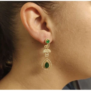 Brinco Ouro 18K, Esmeraldas E Diamantes