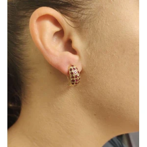 Brinco Ouro 18K, Rubis E Diamantes