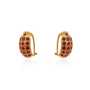 Brinco Ouro 18K, Rubis E Diamantes