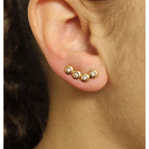 Brincos Ear Cuff Ouro 18K E Safiras