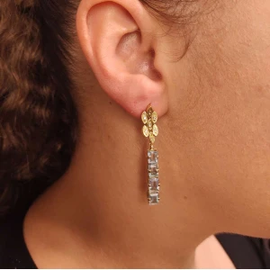 Brincos Ouro 18K, Águas Marinhas E Diamantes
