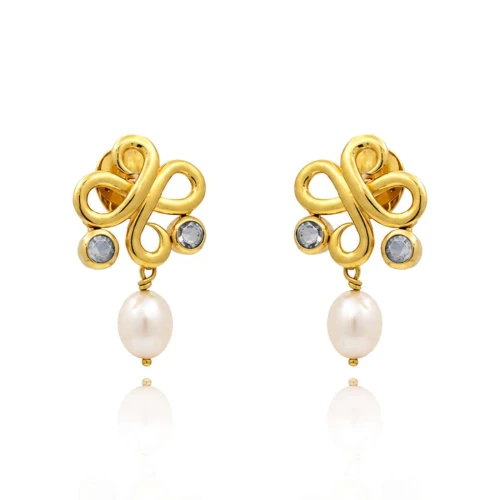 Brincos Ouro 18K, Águas Marinhas E Pérolas