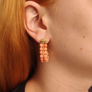 Brincos Ouro 18K, Corais E Diamantes