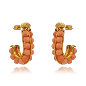 Brincos Ouro 18K, Corais E Diamantes