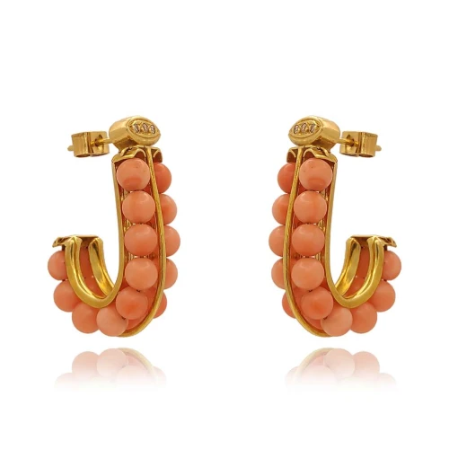 Brincos Ouro 18K, Corais E Diamantes