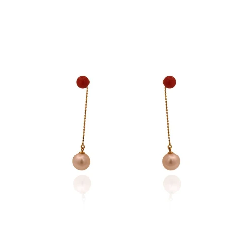 Brincos Ouro 18K, Corais E Pérolas