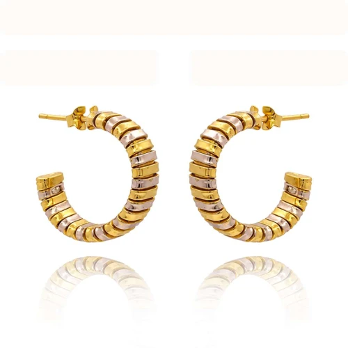Brincos Ouro 18K Duas Cores