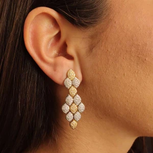 Brincos Ouro 18K Duas Cores E Diamantes Brincos Ouro 18K Duas Cores E Diamantes