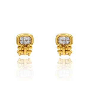 Brincos Ouro 18K Duas Cores E Diamantes
