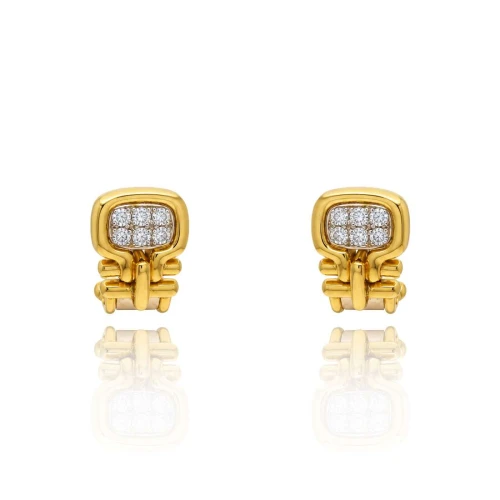 Brincos Ouro 18K Duas Cores E Diamantes