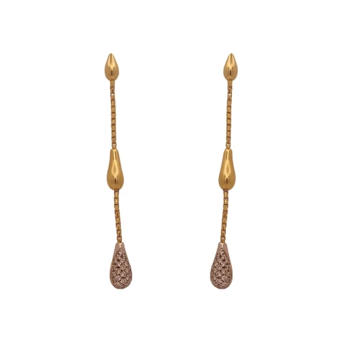 Brincos Ouro 18K Duas Cores E Diamantes